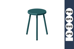 Simple round stool with three legs dark teal color minimal f Product Image 1