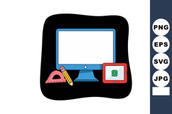 Computer monitor with pencil protractor and tablet device fo Product Image 1