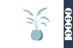 Blue potted plant with long leaves simple flat vector design Product Image 1
