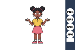Confused young girl with afro puffs shrugging shoulders wear Product Image 1