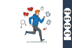 Man running with boxing gloves jump rope stopwatch and check Product Image 1