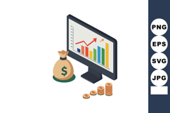 Financial growth concept with computer monitor showing color Product Image 1