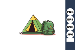 Camping tent with green backpack outdoor adventure equipment Product Image 1