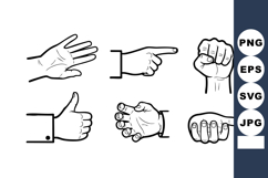 Hand gesture set with pointing thumbs up fist and open palm Product Image 1