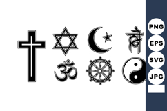 Religious symbols cross star of david crescent om dharma whe Product Image 1