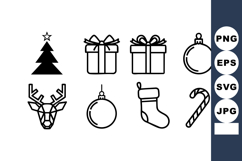 Christmas holiday icons set featuring tree, gifts, baubles, Product Image 1