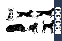 Silhouette black dogs various poses vector illustration simp Product Image 1