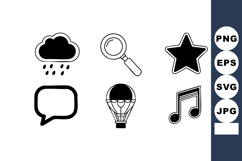 Set of black simple vector icons including cloud rain, magni Product Image 1