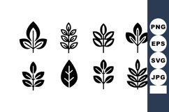 Collection of simple black leaf icons with various shapes an Product Image 1