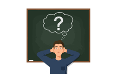 Young man with a questioning expression in a flat design sty Product Image 1