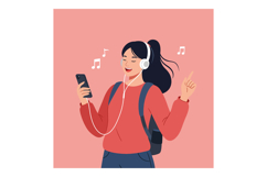 Young woman enjoying music while dancing joyfully with smart Product Image 1