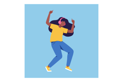 Young woman dancing joyfully in casual attire with headphone Product Image 1