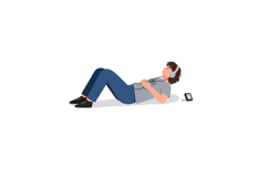 Young man listening to music while lying down in a relaxed p Product Image 1
