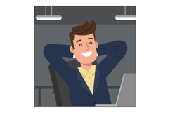 Happy businessman relaxing at his desk in a modern office, f Product Image 1