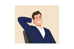 Confident businessman relaxing in a modern office chair, fla Product Image 1