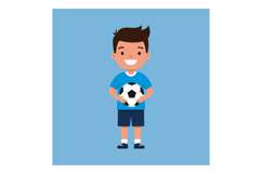 Cheerful boy holding a soccer ball in a flat, minimal design Product Image 1