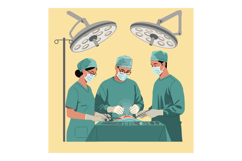 Surgical team performing an operation in a sterile environme Product Image 1