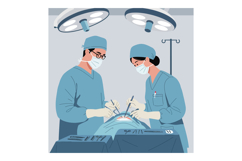 Surgical team performing an operation in a clinical setting Product Image 1