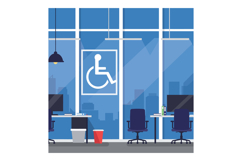 Office interior featuring accessible design with flat vector Product Image 1