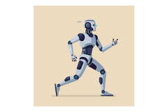 Robotic humanoid figure in a dynamic pose showcasing sleek d Product Image 1