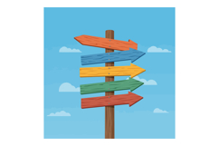 Colorful wooden directional signpost with arrows pointing in Product Image 1