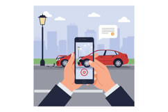 A person capturing a photo of a car accident with a smartpho Product Image 1