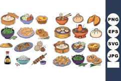 Hand Drawn Chinese Food Vector Set with Dim Sum Product Image 1