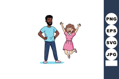 Happy man and joyful girl celebrating together with arms rai Product Image 1