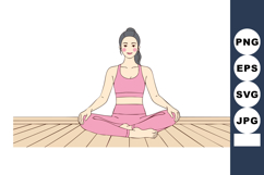 Woman practicing yoga in lotus position wearing pink sportsw Product Image 1