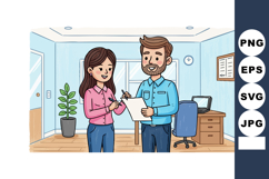 Business colleagues discussing document in modern office wor Product Image 1