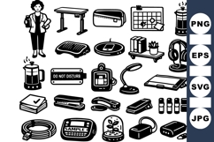 Office Essentials Black Clipart Bundle for Workspaces Product Image 1