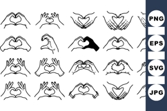 Hand Drawn Heart Gesture Clipart Set For Crafts Product Image 1