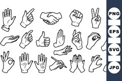 Minimalist Hand Gesture Line Art Clipart Collection Product Image 1