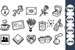 Hand Drawn Romantic Love Clipart Bundle for Weddings Product Image 1