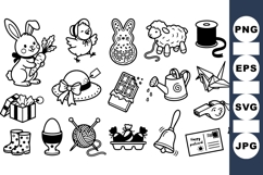 Black And White Easter Spring Clipart Set For Crafts Product Image 1