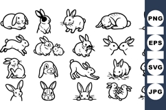Hand Drawn Bunny Outline Clipart Bundle for Spring Product Image 1
