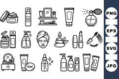 Hand Drawn Beauty Products Icon Vector Set Product Image 1