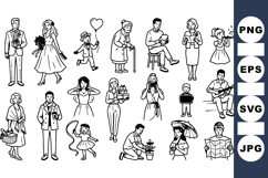 Vintage Hand Drawn People Illustration Clipart Set Product Image 1