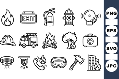 Emergency Fire Safety Icons Vector Clipart Set Product Image 1
