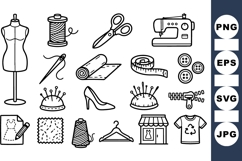 Hand Drawn Sewing Tools Clipart Collection for Designers Product Image 1