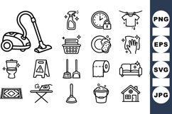 Household Cleaning Tools Icon Set Bundle for Home Use Product Image 1