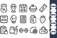 Hand Drawn Fitness Wellness Icon Set For Health Designs Product Image 1