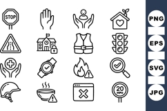 Minimalist Safety Icon Line Art Bundle for Web Product Image 1