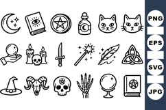 Mystical Witchcraft Line Art Icons Bundle for Crafts Product Image 1