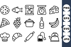 Simple Hand Drawn Cooking Icon Vector Set Product Image 1