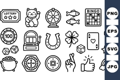 Outline Lucky Casino Icon Bundle for Gaming Projects Product Image 1
