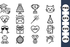 Hand Drawn Celebration Party Icon Pack Product Image 1