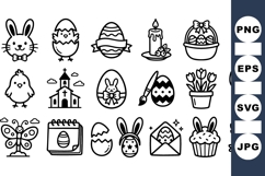 Black and White Easter Clipart Bundle for Crafts Product Image 1