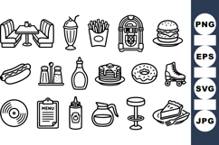Retro Diner Icon Set for Food and Restaurant Designs Product Image 1