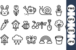 Spring Garden Outline Icons Bundle for Crafts Product Image 1